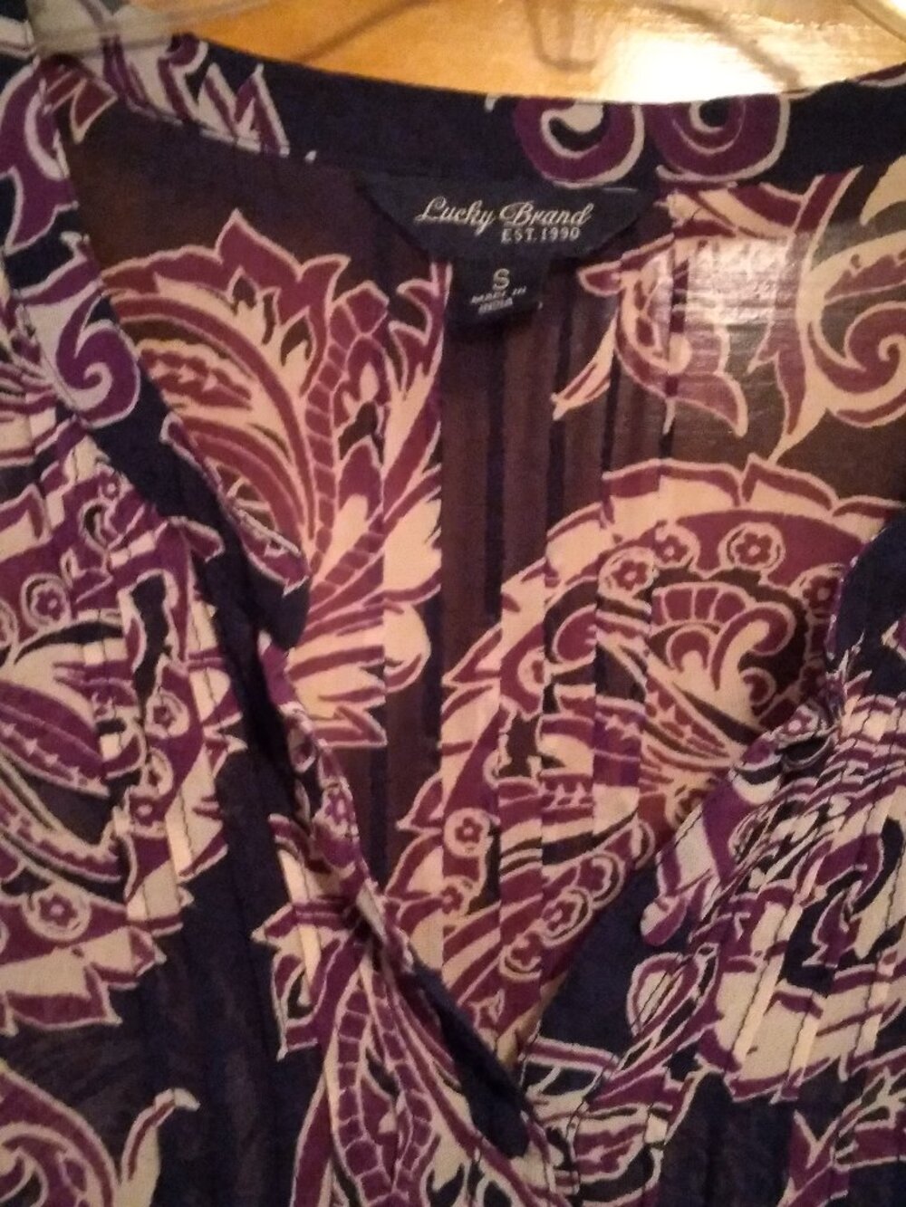 Lucky Brand Printed Sheer Tunic Blouse